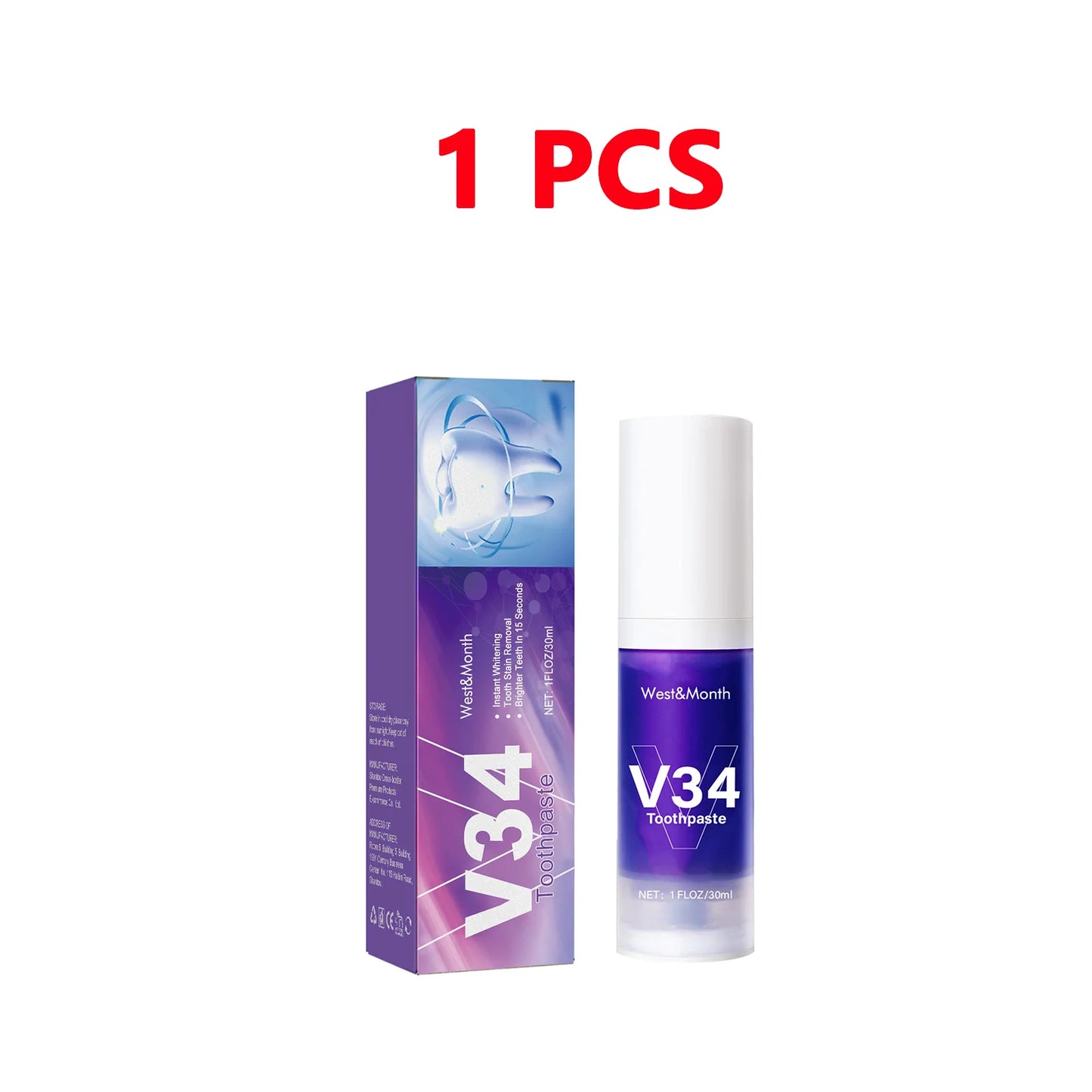 Say Goodbye to Yellow Teeth in Minutes – V34 Whitening Boost for a Brighter Smile!”