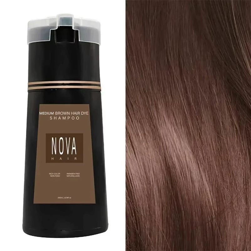 Nova 3-in-1 Hair Dye Shampoo – Natural Black Hair Color for Men & Women