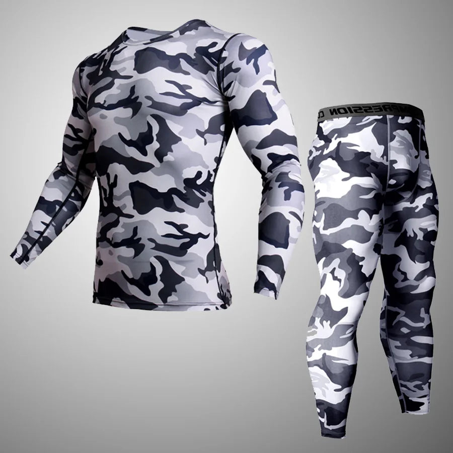 Men’s Thermal Compression Sports Set – 2PCS MMA Workout Tracksuit