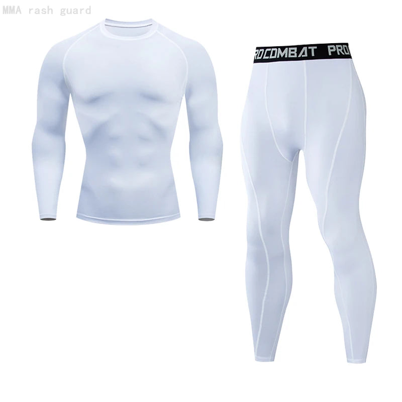 Men’s Thermal Compression Sports Set – 2PCS MMA Workout Tracksuit