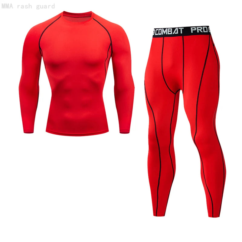 Men’s Thermal Compression Sports Set – 2PCS MMA Workout Tracksuit