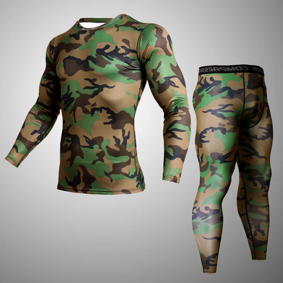 Men’s Thermal Compression Sports Set – 2PCS MMA Workout Tracksuit