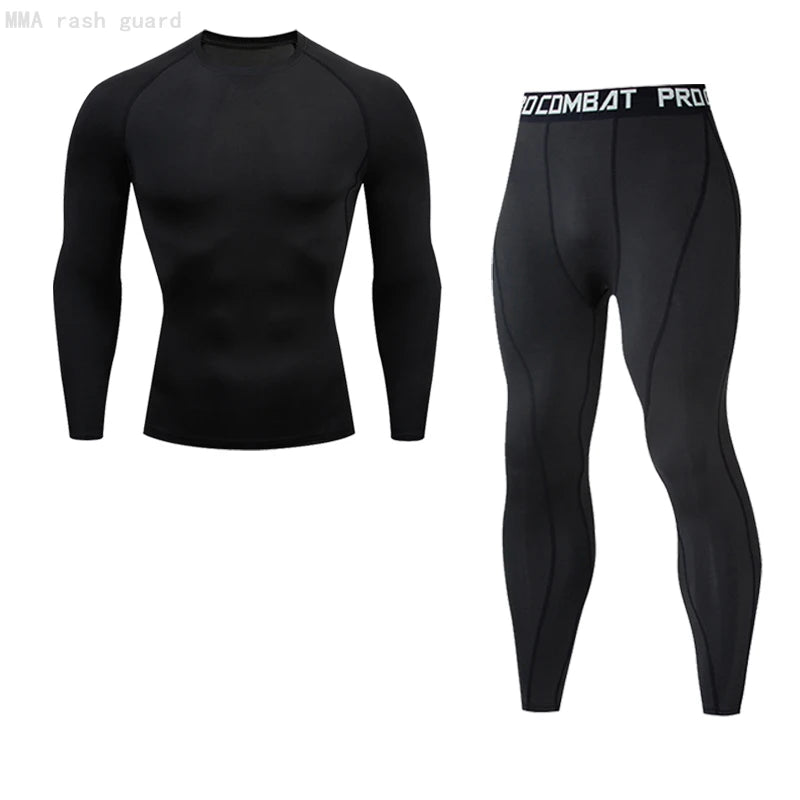 Men’s Thermal Compression Sports Set – 2PCS MMA Workout Tracksuit