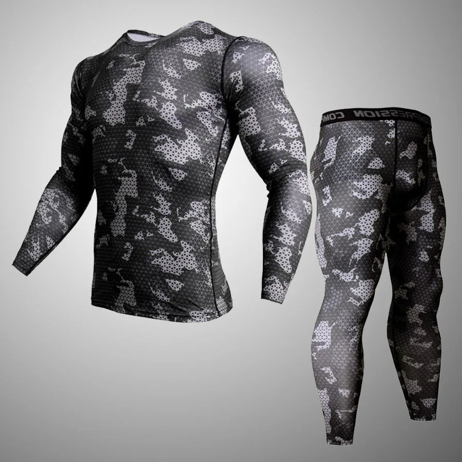 Men’s Thermal Compression Sports Set – 2PCS MMA Workout Tracksuit