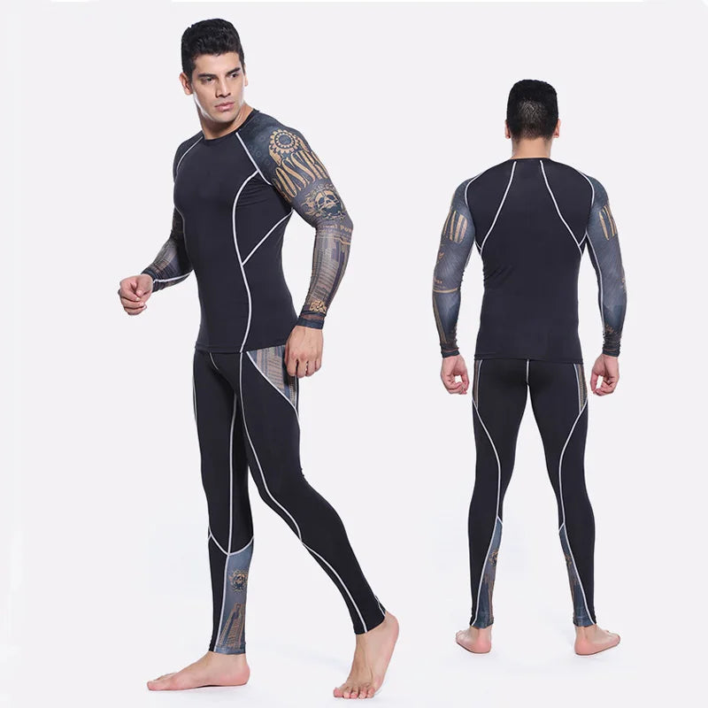 Men’s Thermal Compression Sports Set – 2PCS MMA Workout Tracksuit