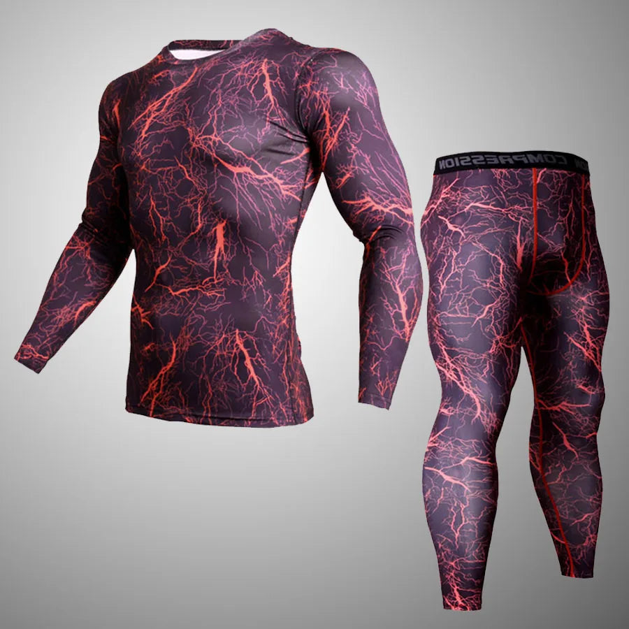 Men’s Thermal Compression Sports Set – 2PCS MMA Workout Tracksuit
