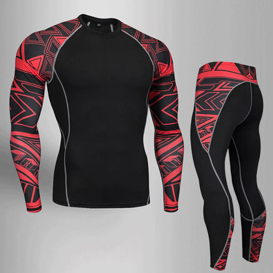 Men’s Thermal Compression Sports Set – 2PCS MMA Workout Tracksuit