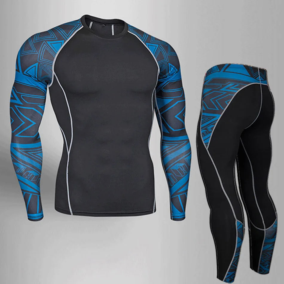Men’s Thermal Compression Sports Set – 2PCS MMA Workout Tracksuit
