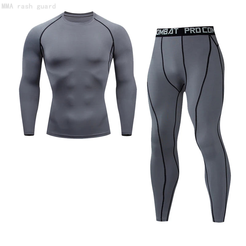 Men’s Thermal Compression Sports Set – 2PCS MMA Workout Tracksuit