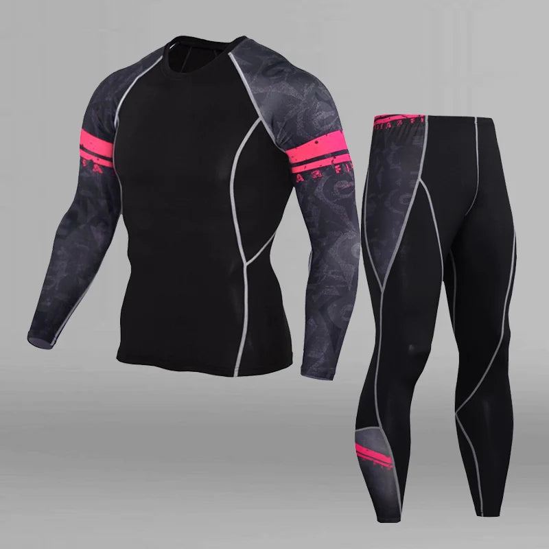 Men’s Thermal Compression Sports Set – 2PCS MMA Workout Tracksuit