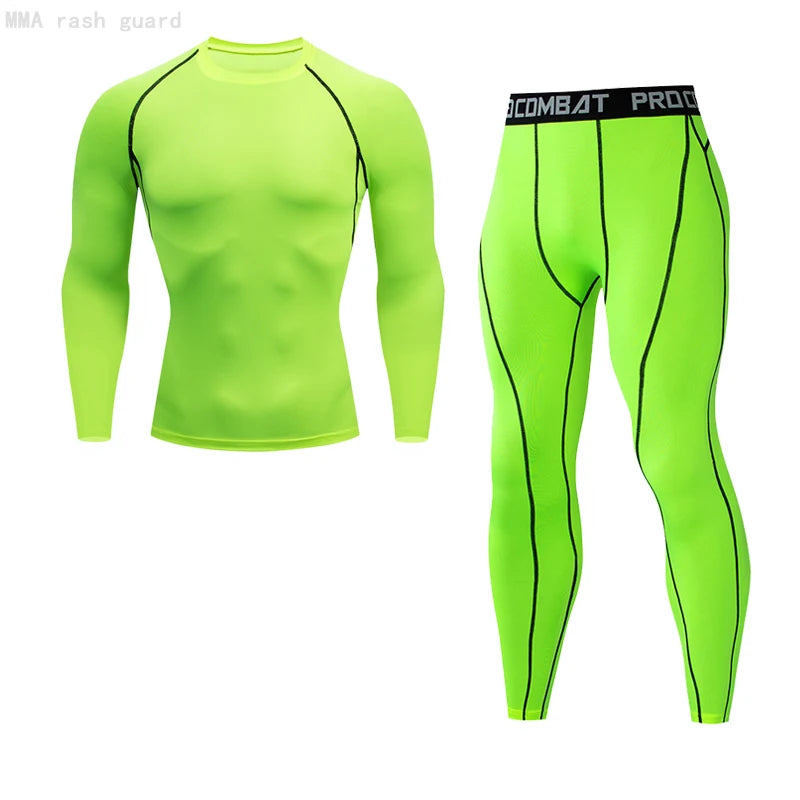 Men’s Thermal Compression Sports Set – 2PCS MMA Workout Tracksuit