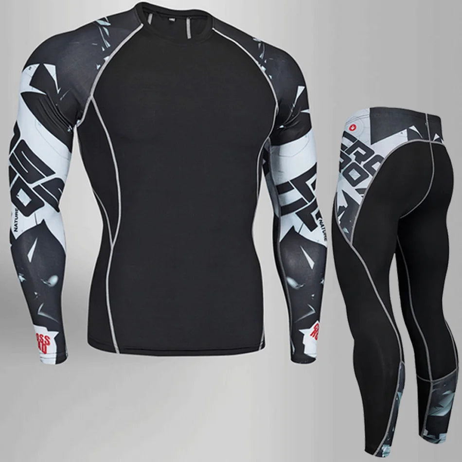 Men’s Thermal Compression Sports Set – 2PCS MMA Workout Tracksuit