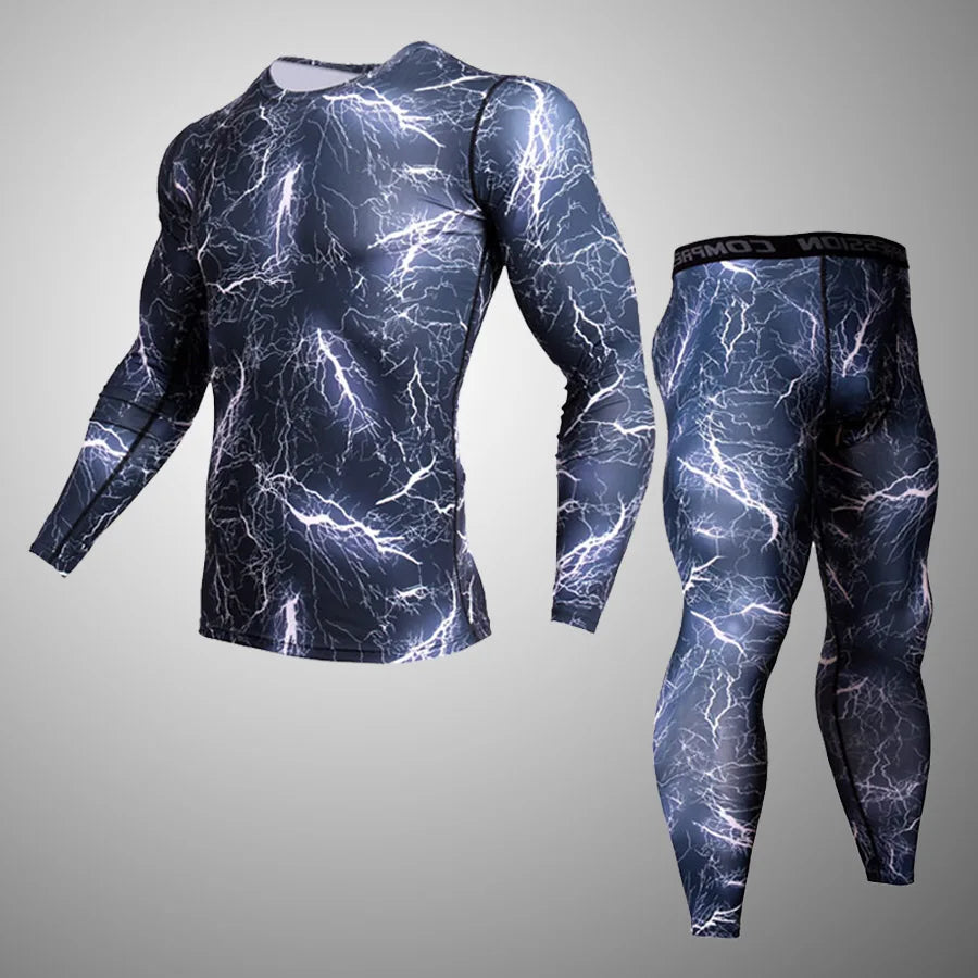 Men’s Thermal Compression Sports Set – 2PCS MMA Workout Tracksuit