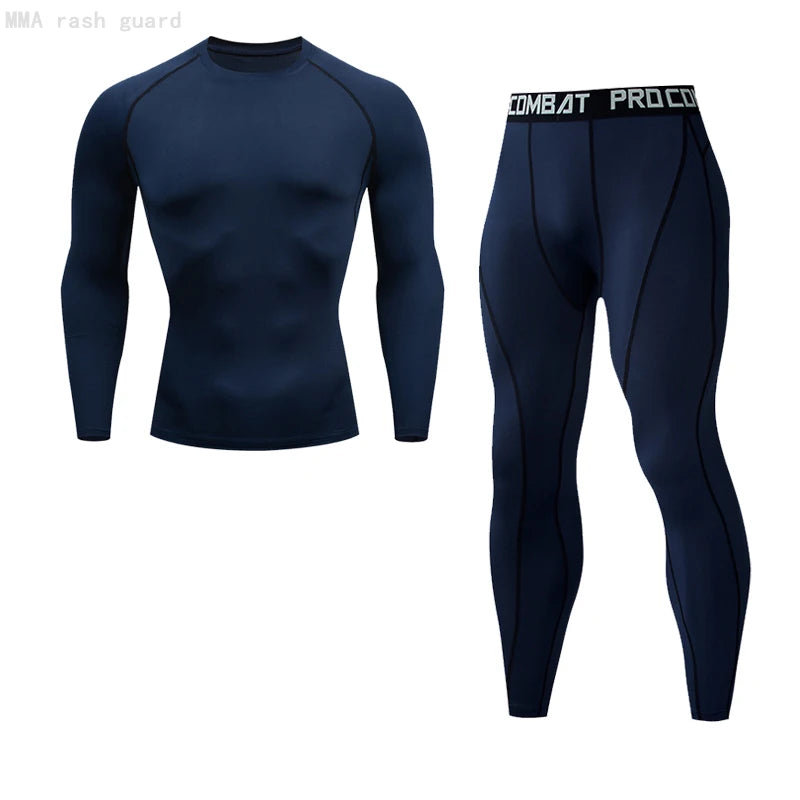 Men’s Thermal Compression Sports Set – 2PCS MMA Workout Tracksuit