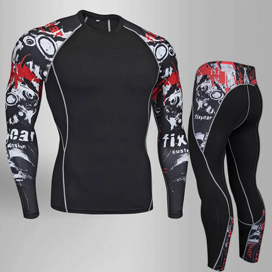 Men’s Thermal Compression Sports Set – 2PCS MMA Workout Tracksuit