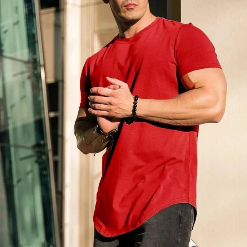 Men’s Muscle Fitness T-Shirt – Summer Workout Short Sleeve Gym Tee, Breathable Cotton Running & Training Top