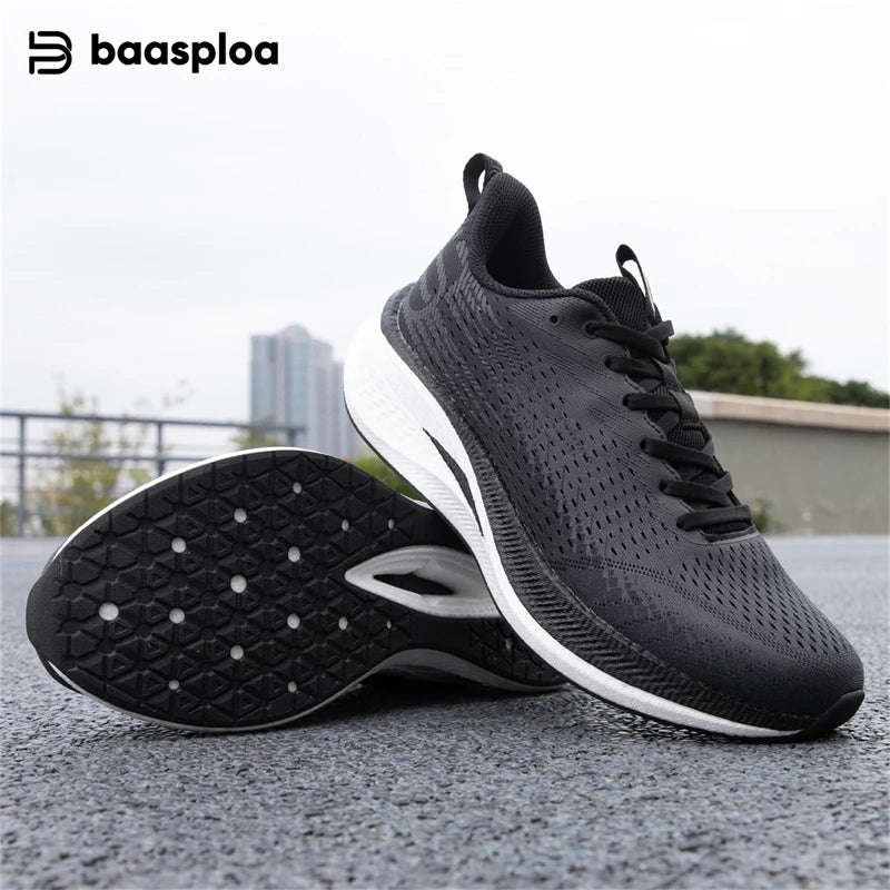 Baasploa Men Running Shoes Mesh Breathable Lightweight Professional Training Sport Shoes Rebound Marathon Carbon Plate Sneakers