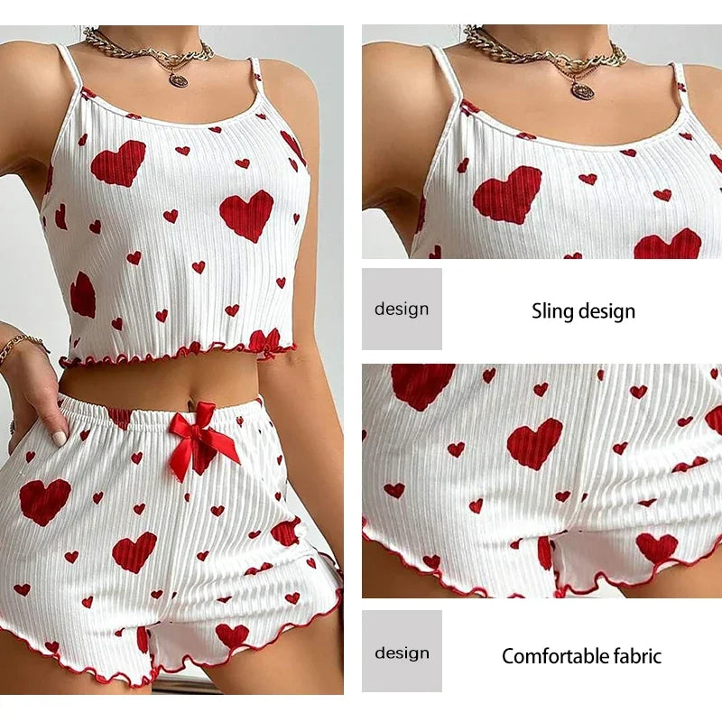 Women’s 2PCS Pajamas Set – Soft Tank Top & Shorts Sleepwear