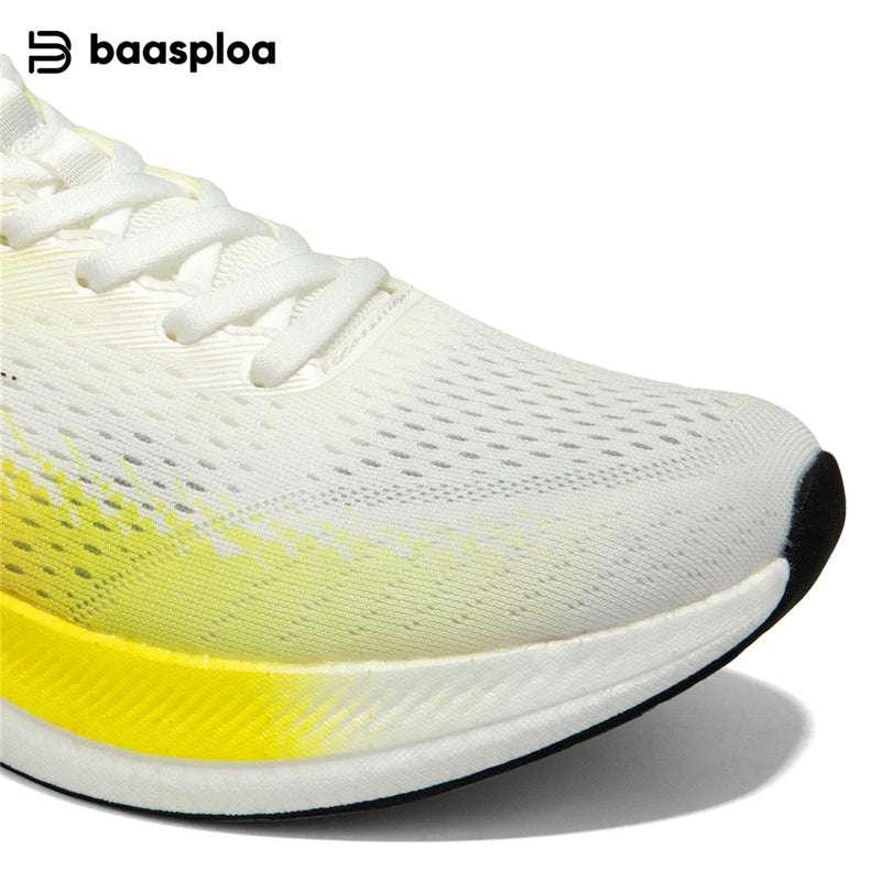Baasploa Men Running Shoes Mesh Breathable Lightweight Professional Training Sport Shoes Rebound Marathon Carbon Plate Sneakers