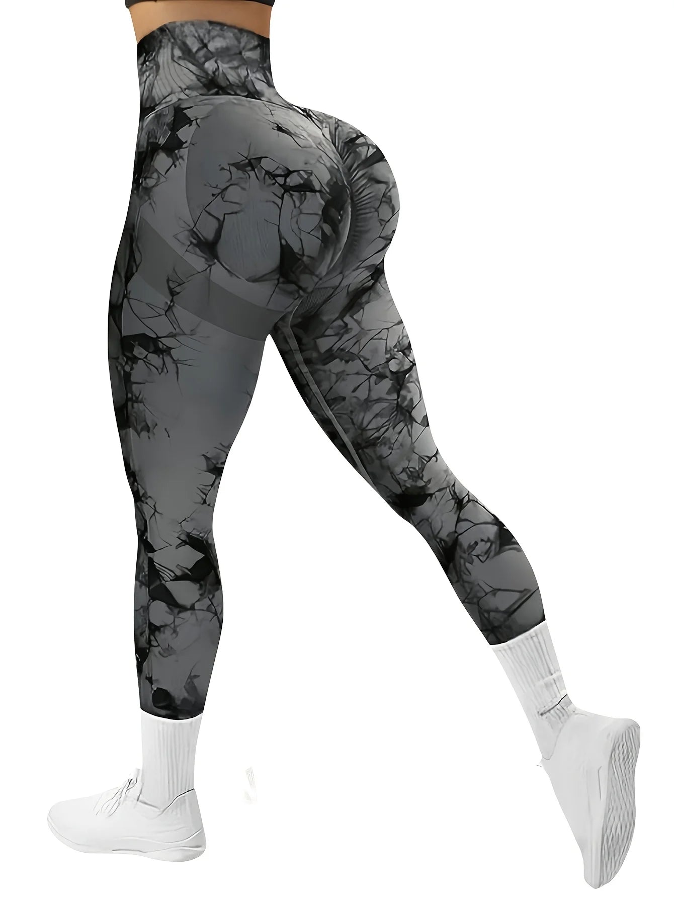 Women’s High-Waist Hip-Lifting Tie-Dye Leggings – Seamless Workout & Yoga Pants