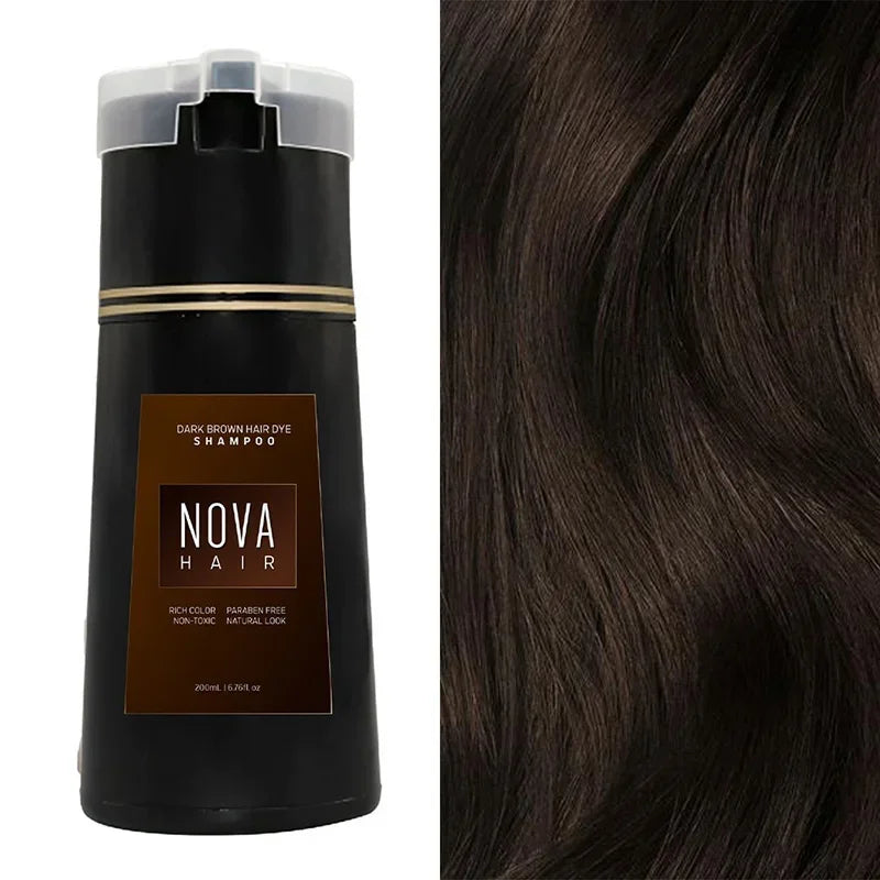 Nova 3-in-1 Hair Dye Shampoo – Natural Black Hair Color for Men & Women