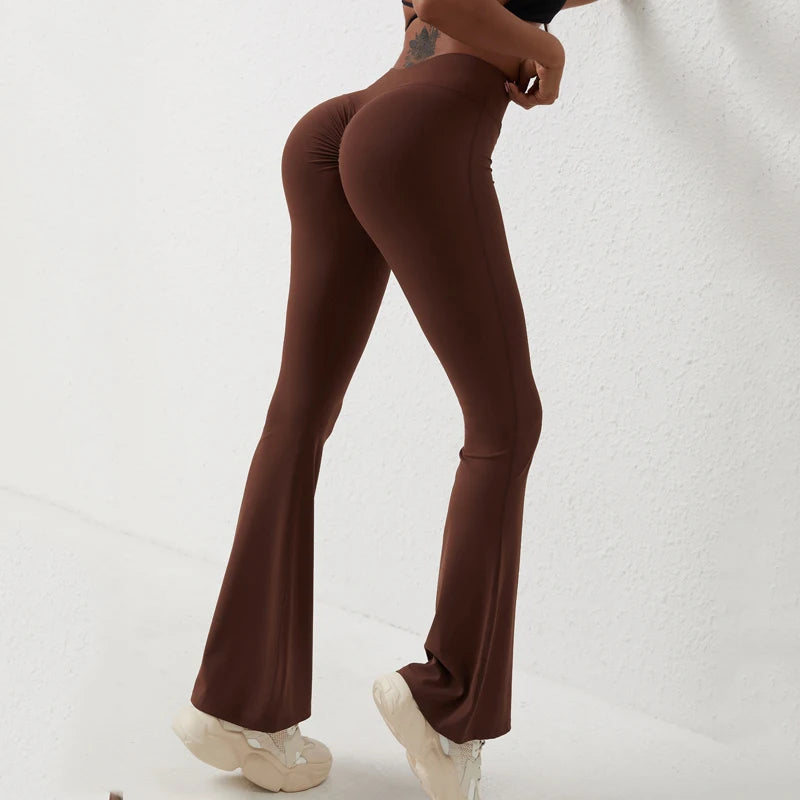 DIAS FIT JOY Peach flared pants for women's yoga high waisted and hip lifting tight pants wide leg fitness pants quick drying