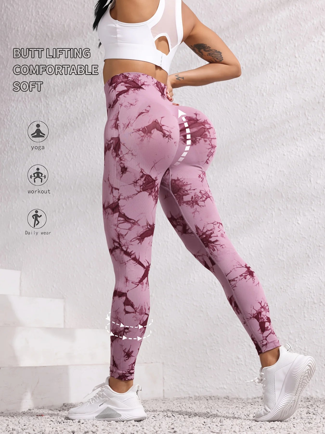 Women’s High-Waist Hip-Lifting Tie-Dye Leggings – Seamless Workout & Yoga Pants