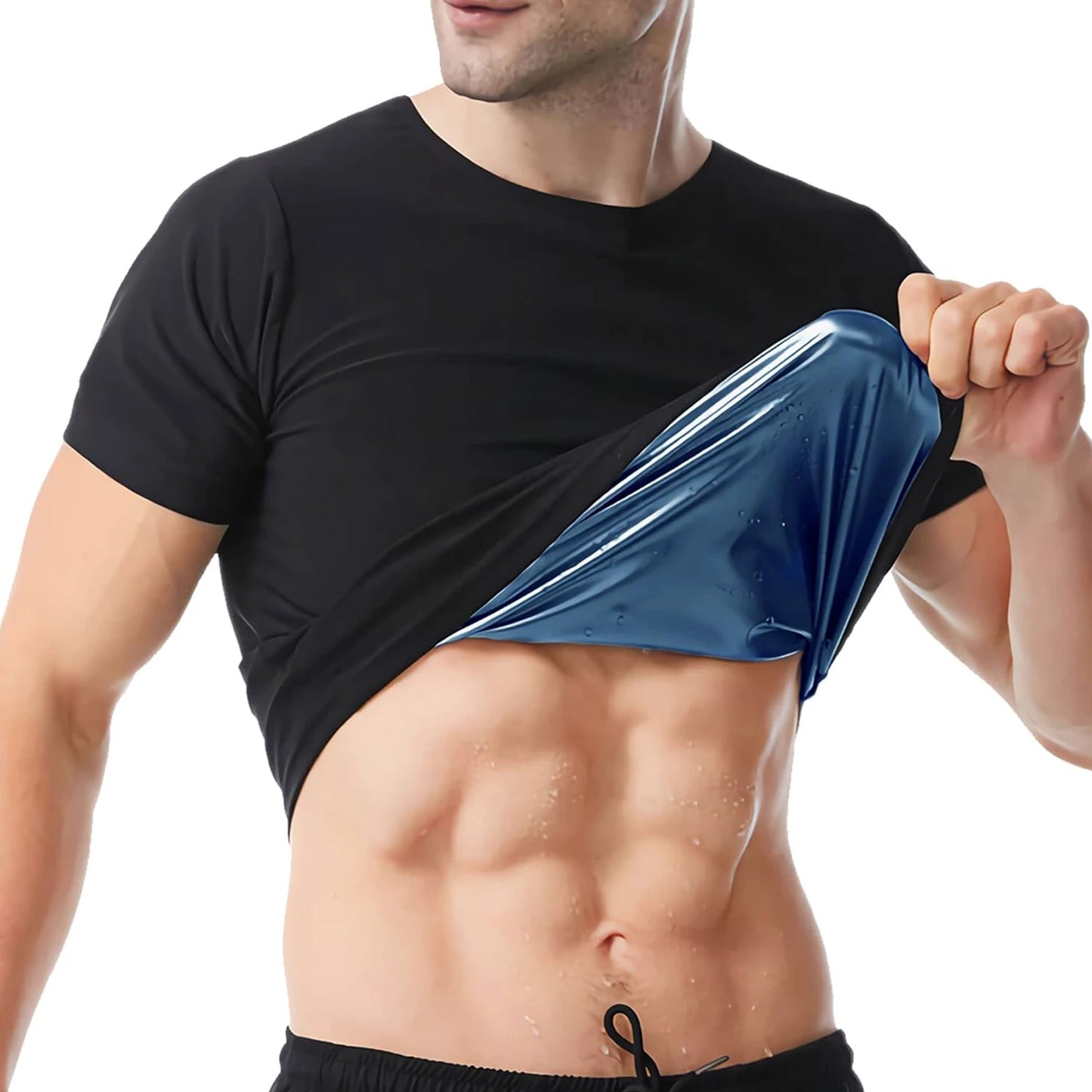 Men’s Sauna Sweat T-Shirt – Body Shaper Short Sleeve Gym Workout Tee for Maximum Sweat & Performance