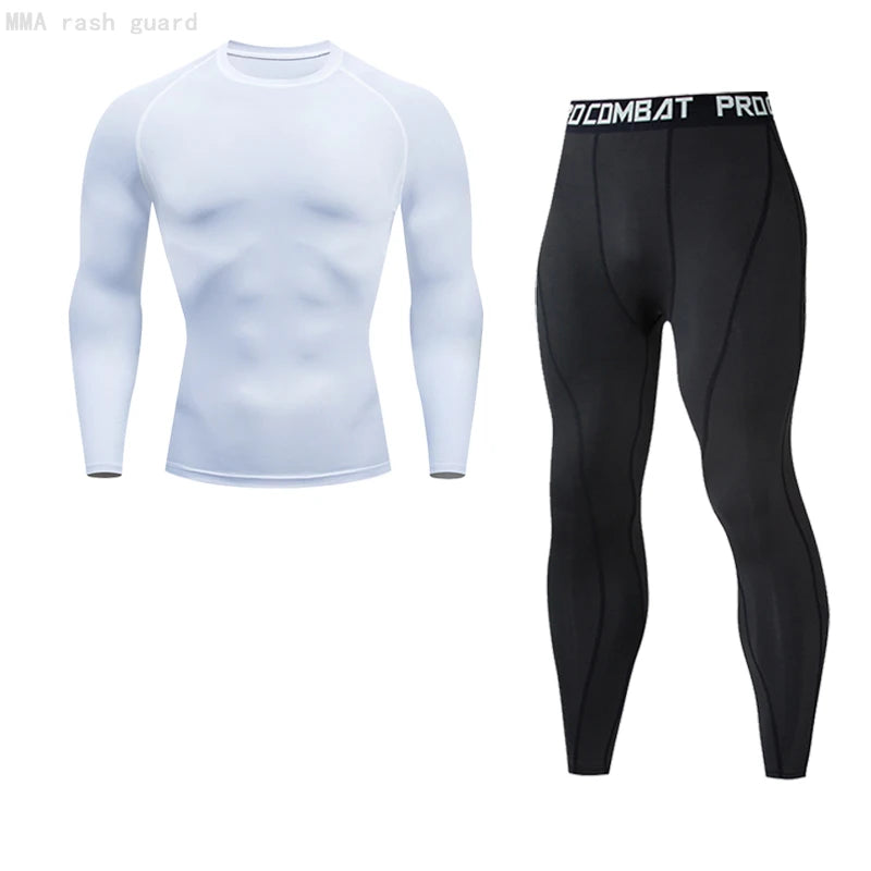 Men’s Thermal Compression Sports Set – 2PCS MMA Workout Tracksuit