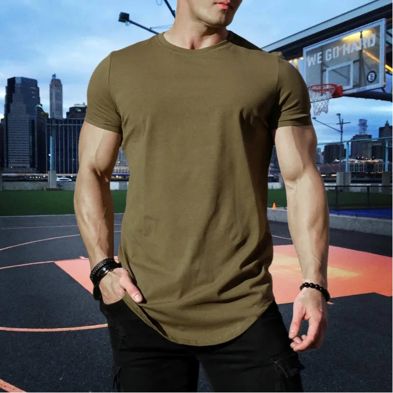 Men’s Muscle Fitness T-Shirt – Summer Workout Short Sleeve Gym Tee, Breathable Cotton Running & Training Top