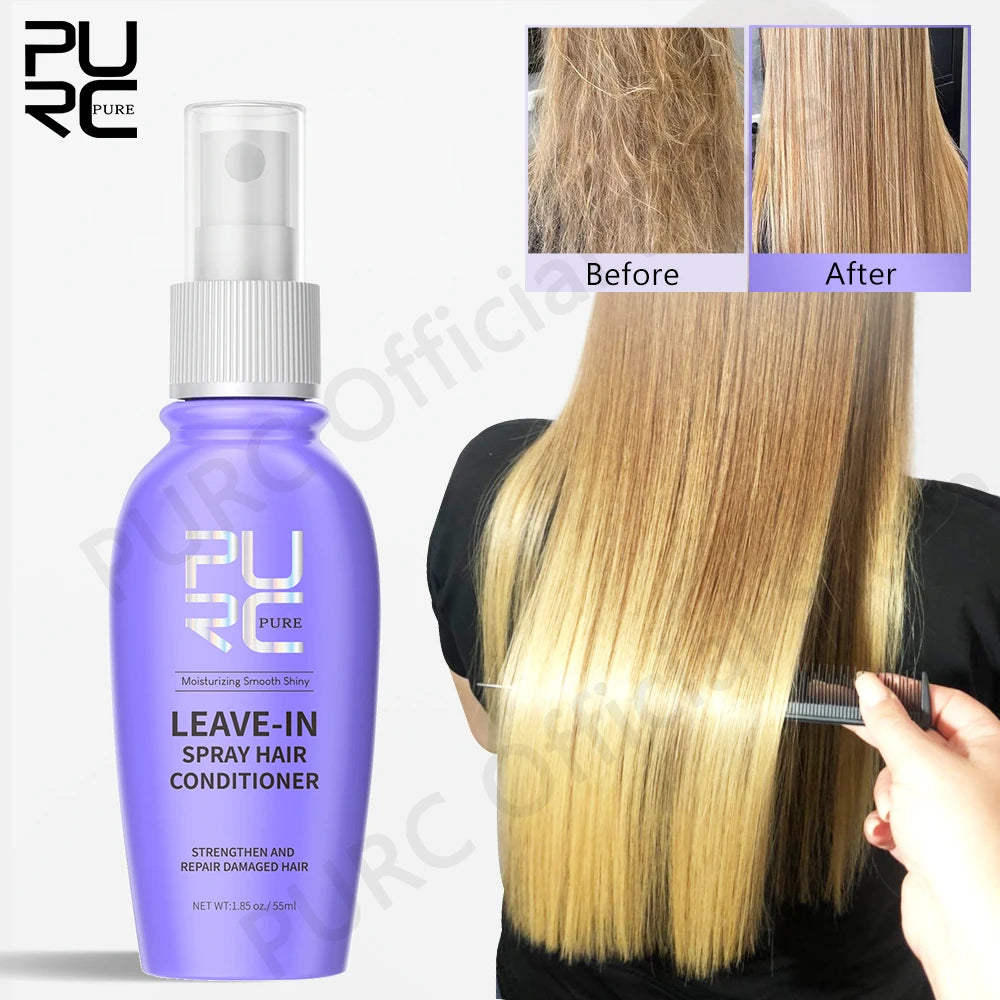 PURC Coconut Oil Leave-In Conditioner Spray Hair Scalp Treatment Smoothing Straightening Shiny Repair Damaged Hair Care 50ml