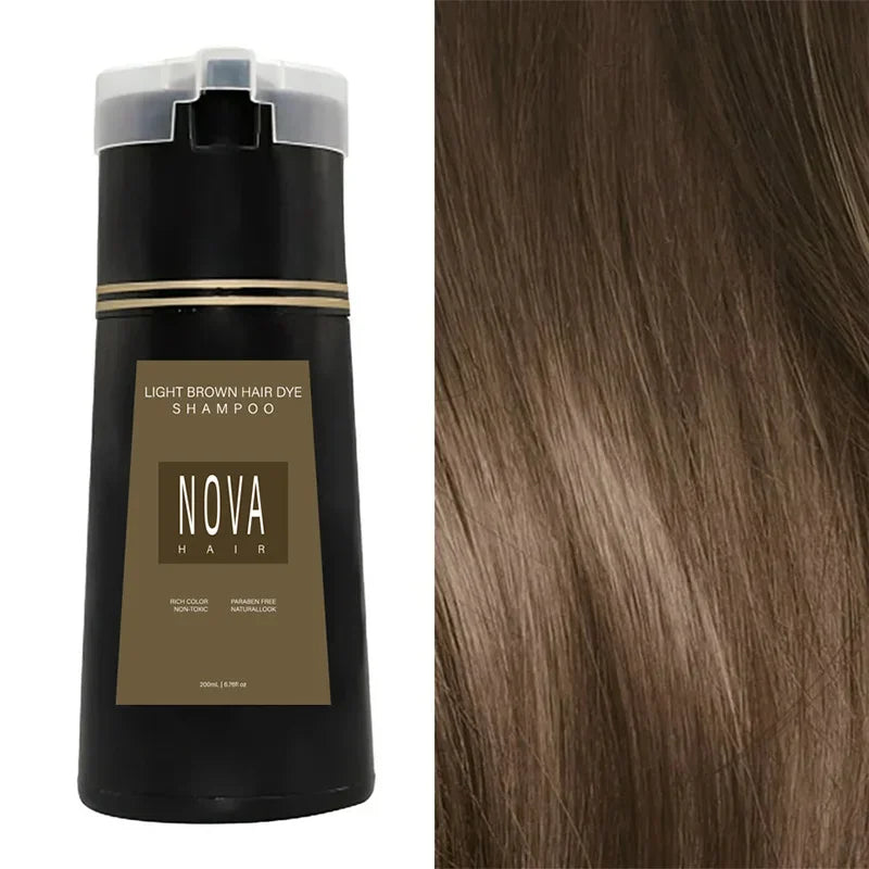 Nova 3-in-1 Hair Dye Shampoo – Natural Black Hair Color for Men & Women
