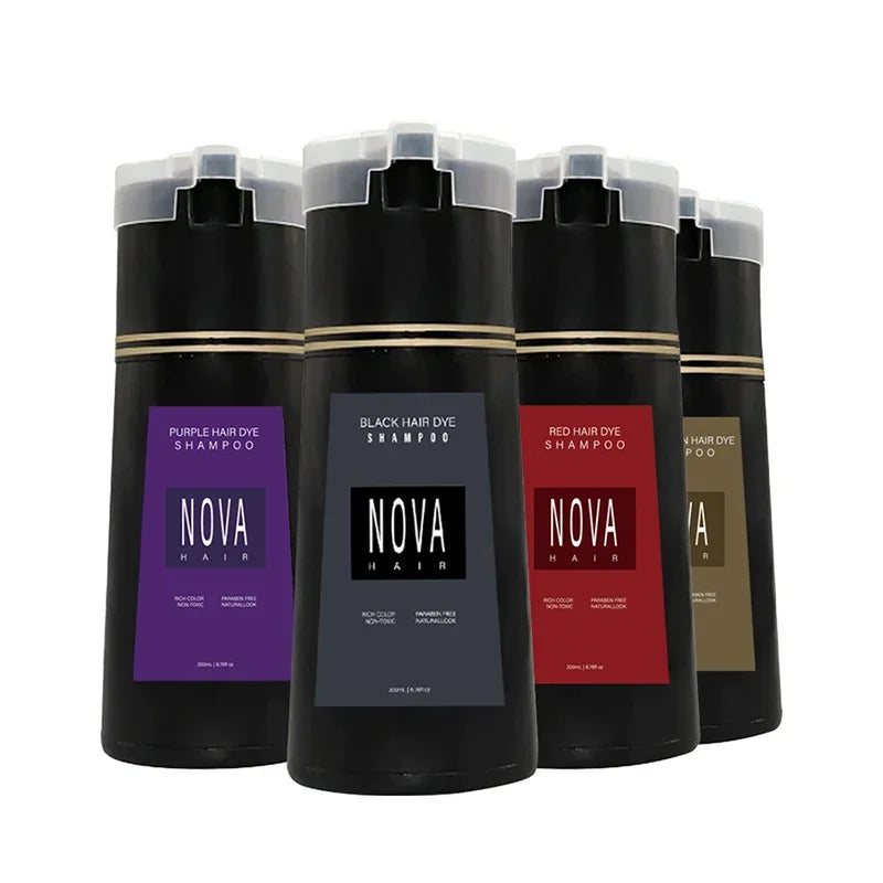 Nova 3-in-1 Hair Dye Shampoo – Natural Black Hair Color for Men & Women