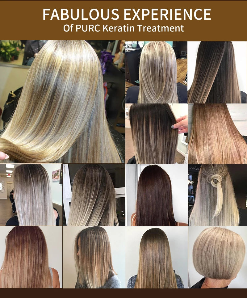 PURC Hair Purifying Shampoo Conditioner Keratin Straightening Treatment Cleaning Soft Smooth Hair Scalp Hair Care Salon Products