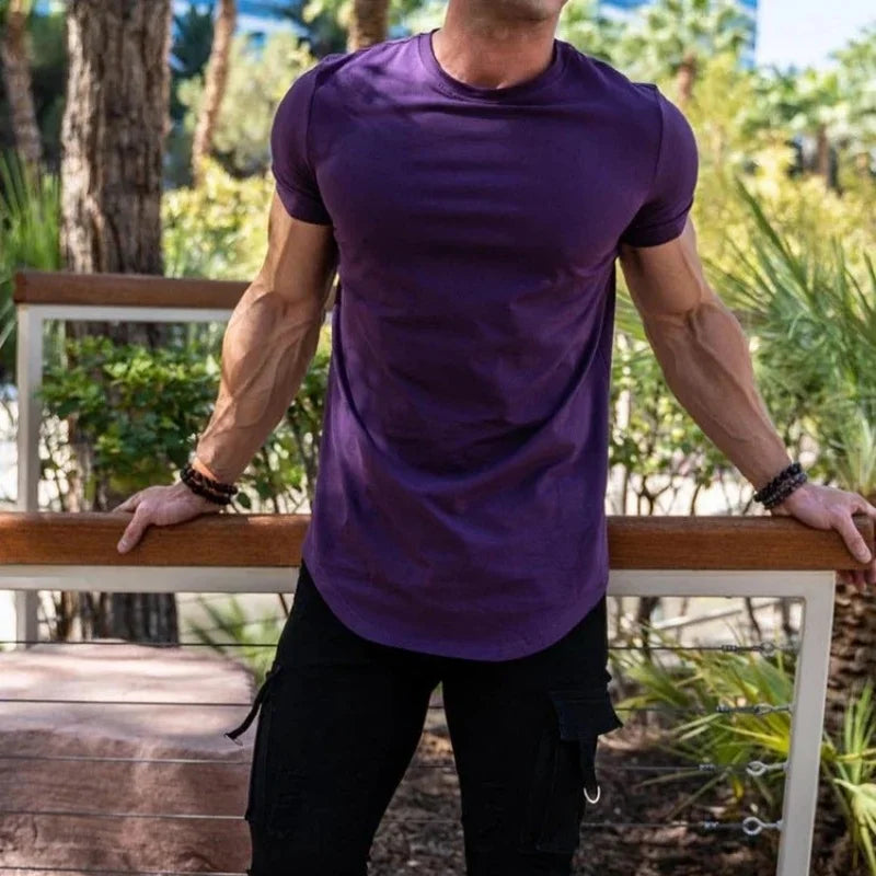 Men’s Muscle Fitness T-Shirt – Summer Workout Short Sleeve Gym Tee, Breathable Cotton Running & Training Top