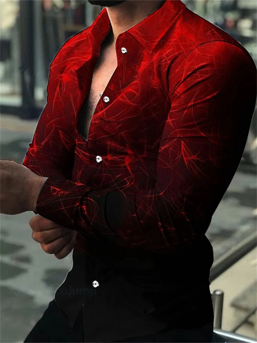 Long Sleeve Hawaiian Shirts Men Fashion Casual Shirt Male Beach Blouses Turn Over Single Breasted Camisas Men's Clothing Aloha