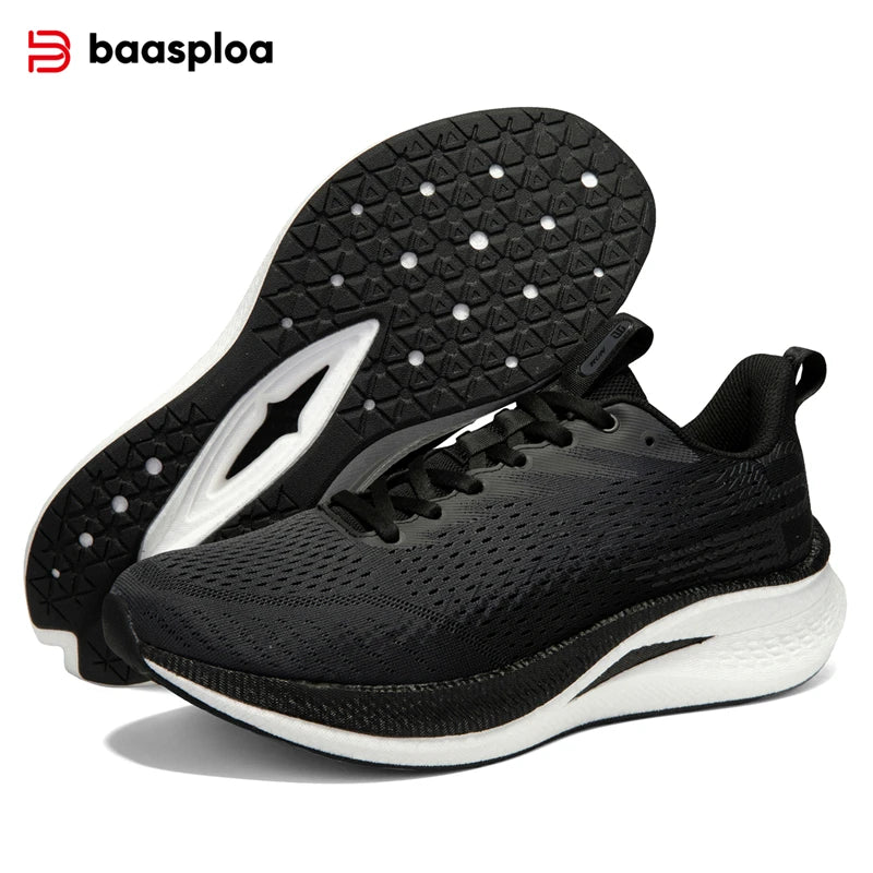 Baasploa Men Running Shoes Mesh Breathable Lightweight Professional Training Sport Shoes Rebound Marathon Carbon Plate Sneakers