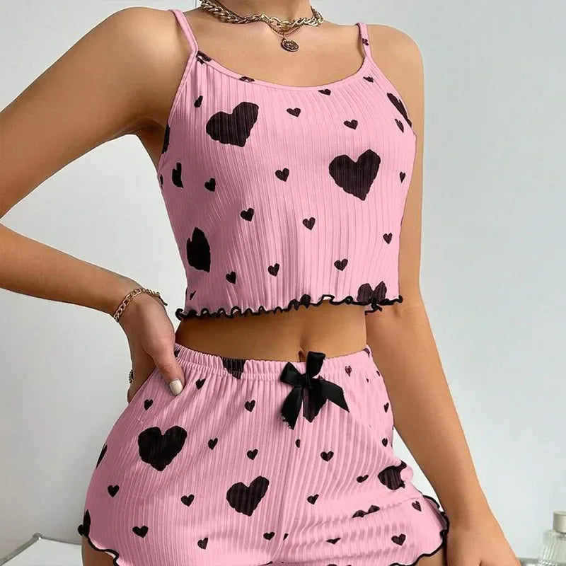 Women’s 2PCS Pajamas Set – Soft Tank Top & Shorts Sleepwear
