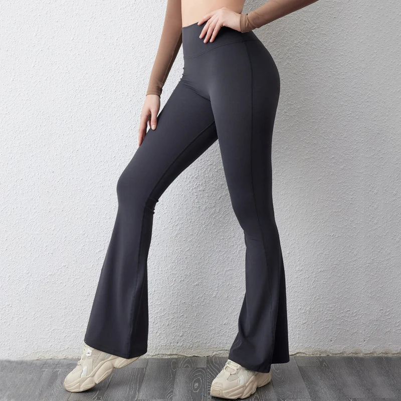 DIAS FIT JOY Peach flared pants for women's yoga high waisted and hip lifting tight pants wide leg fitness pants quick drying