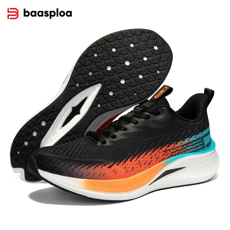 Baasploa Men Running Shoes Mesh Breathable Lightweight Professional Training Sport Shoes Rebound Marathon Carbon Plate Sneakers