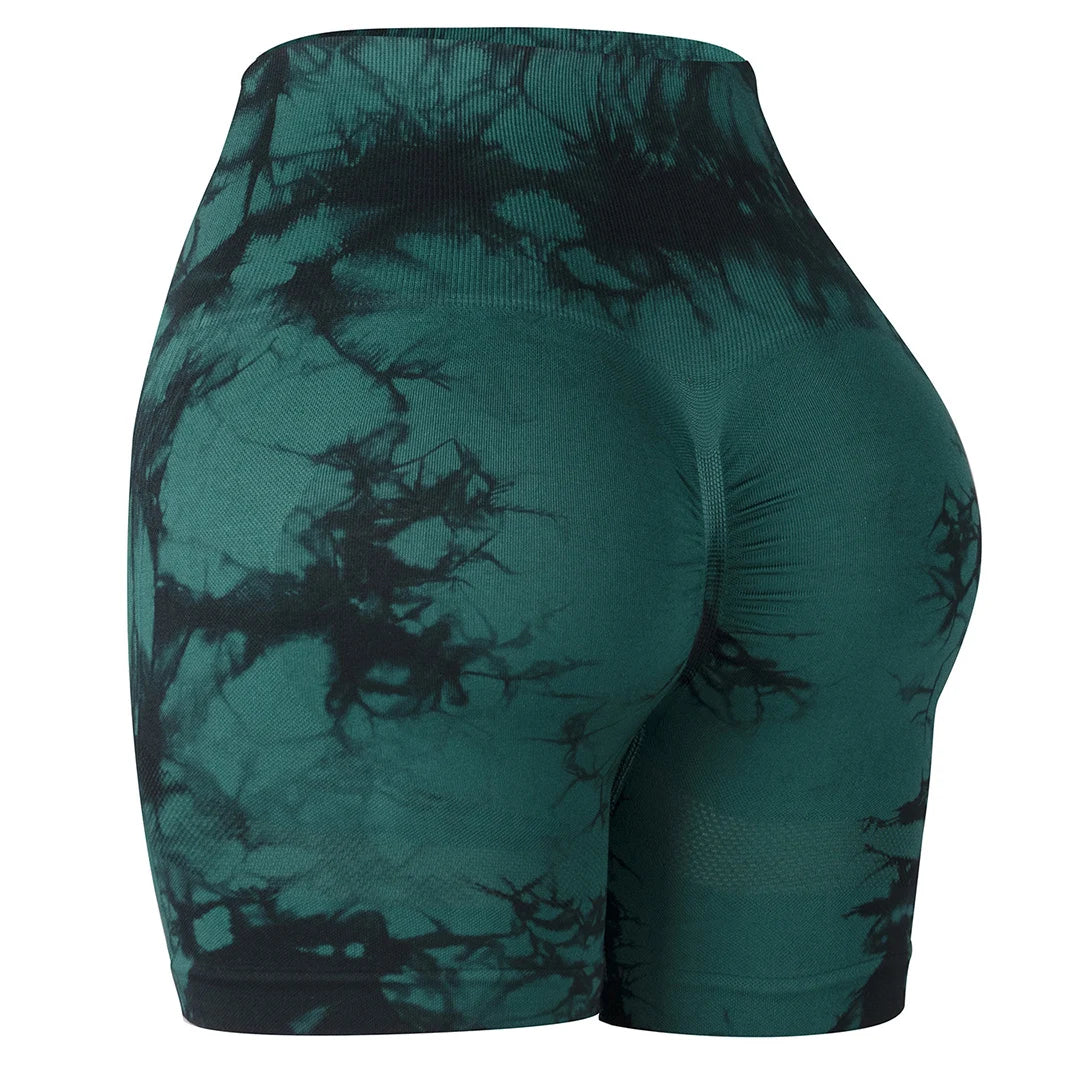 Women’s High Waist Butt Lift Seamless Leggings – Tie Dye Gym Shorts & Workout Pants