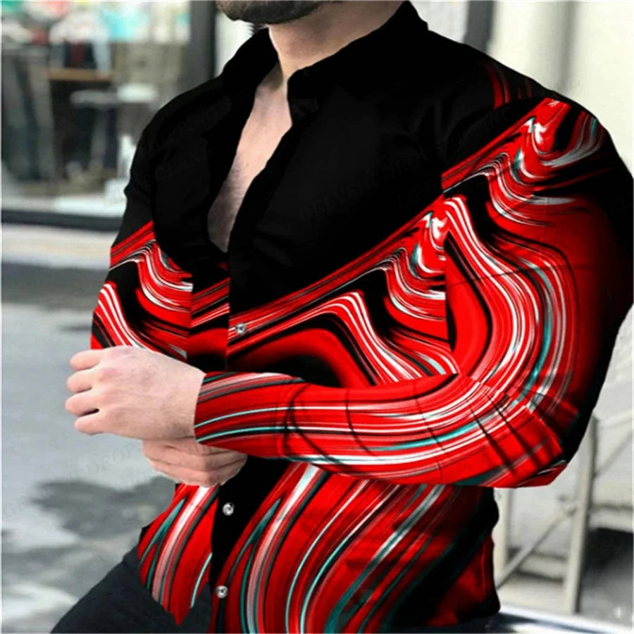 Long Sleeve Hawaiian Shirts Men Fashion Casual Shirt Male Beach Blouses Turn Over Single Breasted Camisas Men's Clothing Aloha
