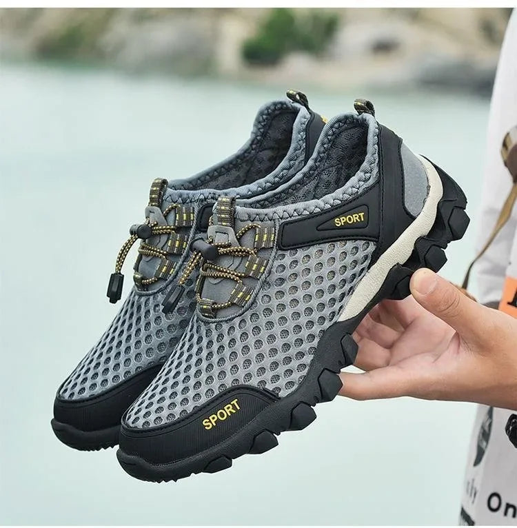 Men's Mesh Sports Shoes Fashion Mountaineering Breathable Lightweight Anti Slip Shoes Outdoor Travel Running Casual Shoes