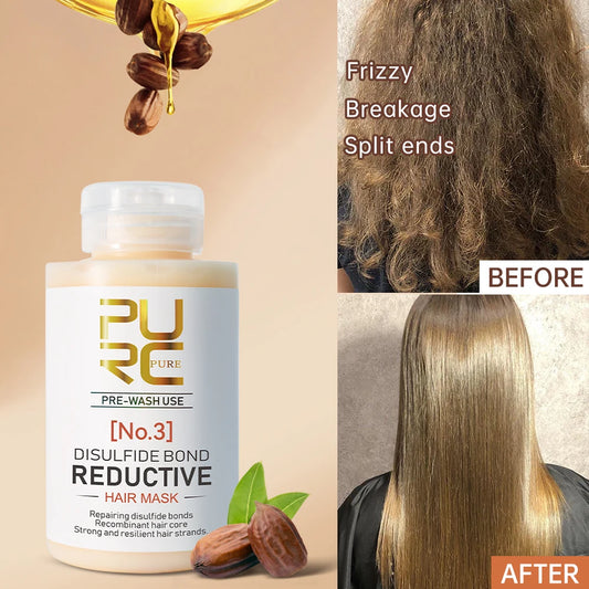 PURC Keratin Hair Mask Disulfide Bond Hair Treatment Smoothing Straightening Hair Cream Repair Damaged Hair Care Products