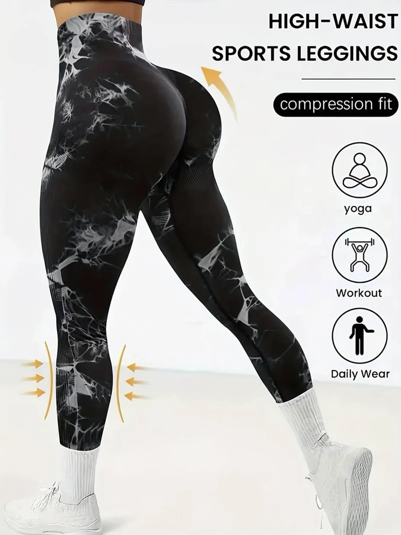Women’s High-Waist Hip-Lifting Tie-Dye Leggings – Seamless Workout & Yoga Pants