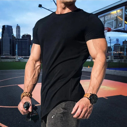 Men’s Muscle Fitness T-Shirt – Summer Workout Short Sleeve Gym Tee, Breathable Cotton Running & Training Top
