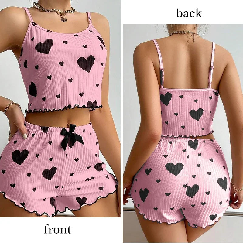 Women’s 2PCS Pajamas Set – Soft Tank Top & Shorts Sleepwear