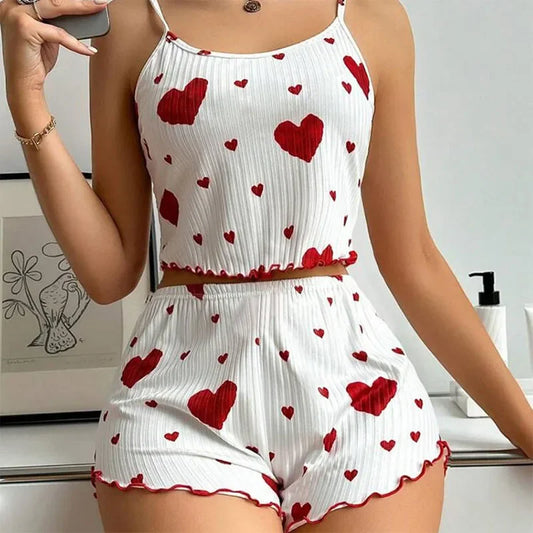 Women’s 2PCS Pajamas Set – Soft Tank Top & Shorts Sleepwear