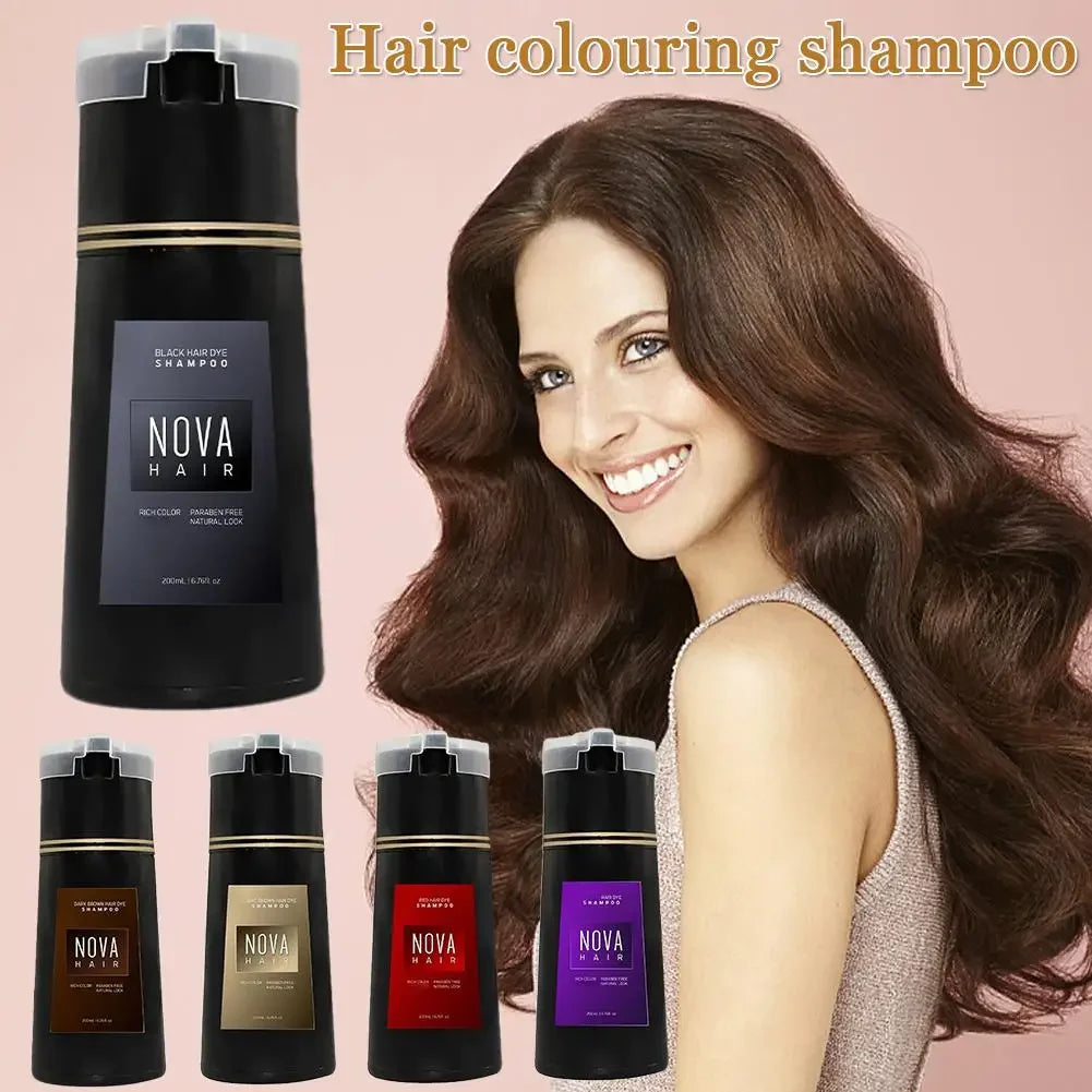 Nova 3-in-1 Hair Dye Shampoo – Natural Black Hair Color for Men & Women