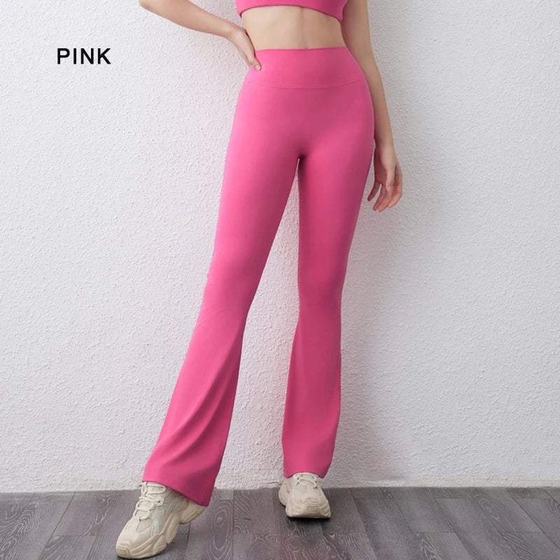DIAS FIT JOY Peach flared pants for women's yoga high waisted and hip lifting tight pants wide leg fitness pants quick drying